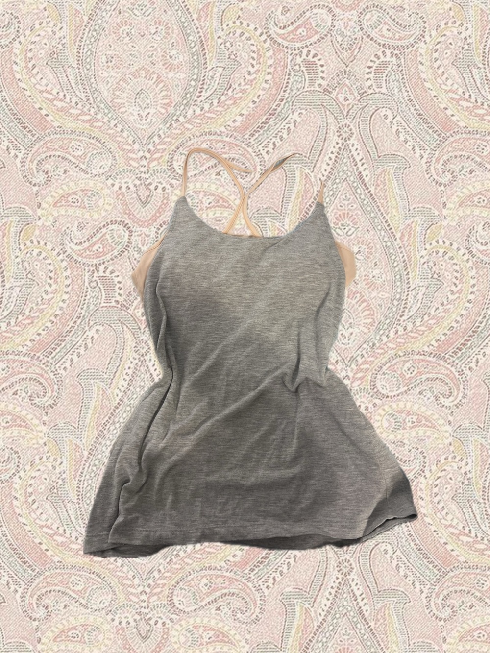 Roxy Grey Strappy Women's Tank Top with built in sports bra
